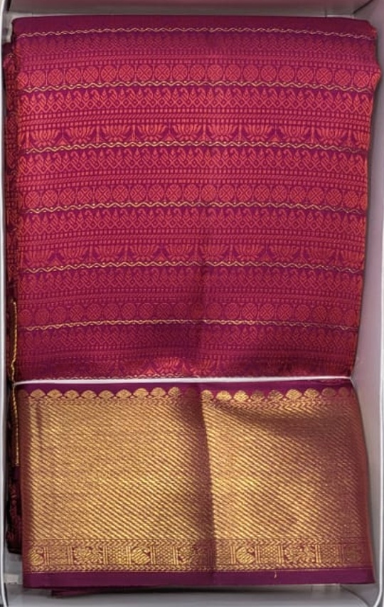 Bridal Kanjivaram Silk Saree – Red & Gold